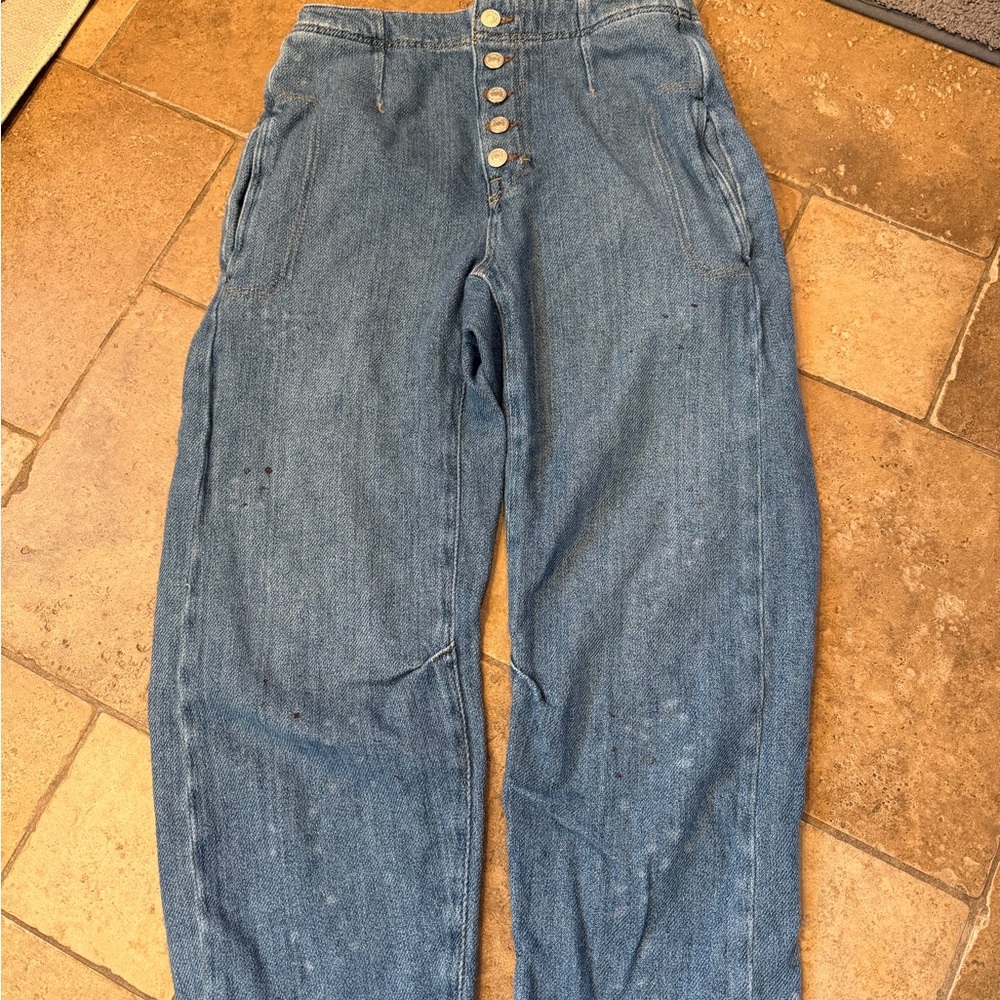 Free people We The Free High Rise paint splatter Blue Jeans